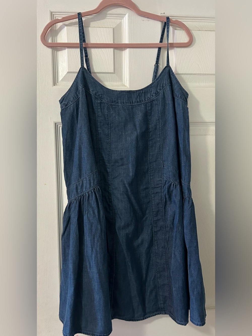 Abercrombie & Fitch Denim Scoopneck Flowy Mini Dress, small tall